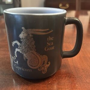 Capricorn Zodiac Horoscope Vintage Glasbake Glass Milk Glass Coffee Mug Black